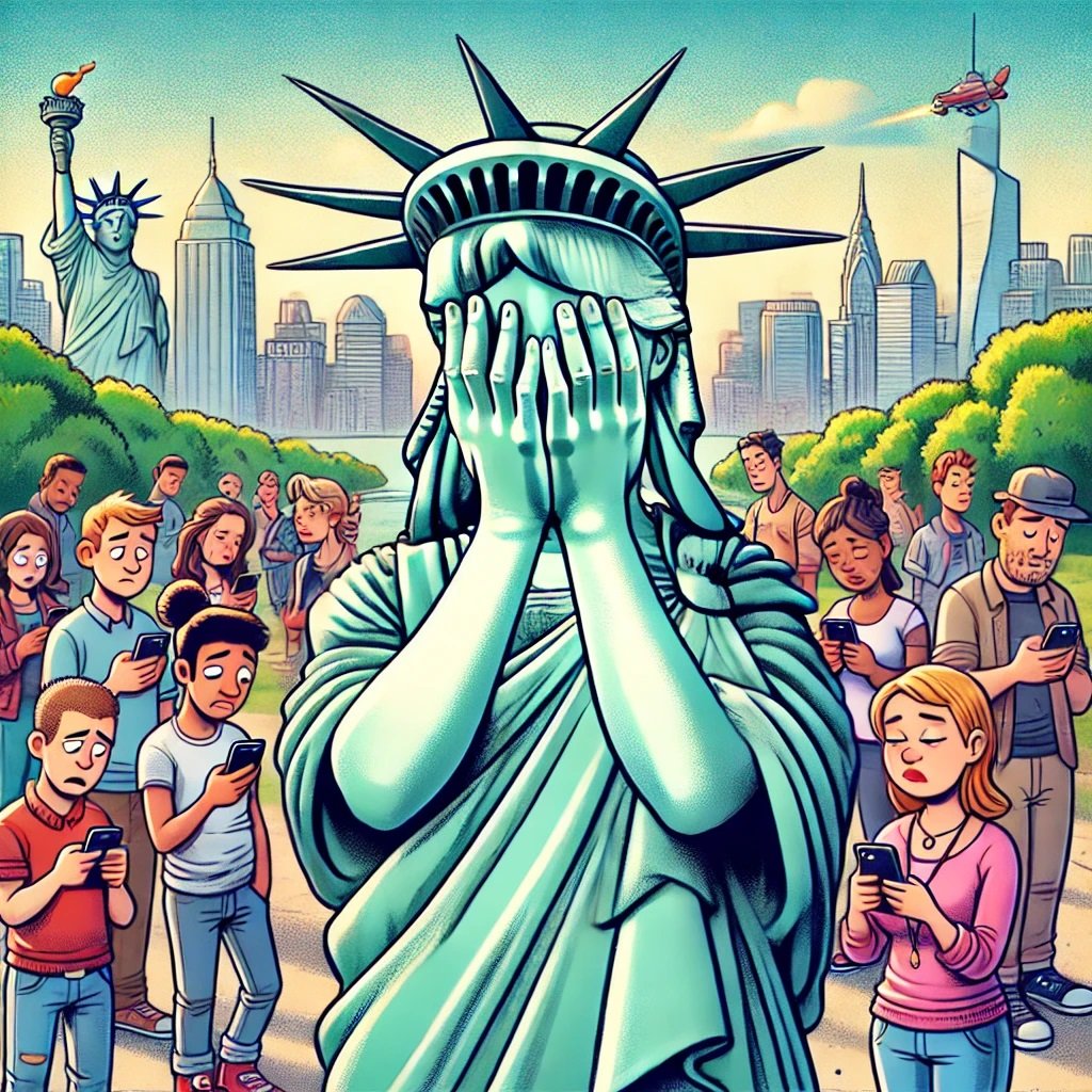 Lady Liberty Crying about the state of democracy